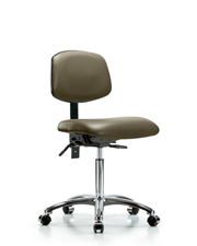 Rutledge Vinyl Chair Chrome - Medium Bench Height with Seat Tilt & Casters in Taupe Supernova Vinyl