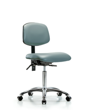 Rutledge Vinyl Chair Chrome - Medium Bench Height with Seat Tilt & Casters in Storm Supernova Vinyl
