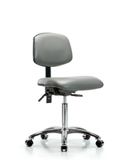Rutledge Vinyl Chair Chrome - Medium Bench Height with Seat Tilt & Casters in Sterling Supernova Vinyl