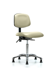 Rutledge Vinyl Chair Chrome - Medium Bench Height with Seat Tilt & Stationary Glides in Adobe White Trailblazer Vinyl
