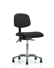 Rutledge Vinyl Chair Chrome - Medium Bench Height with Seat Tilt & Stationary Glides in Black Trailblazer Vinyl