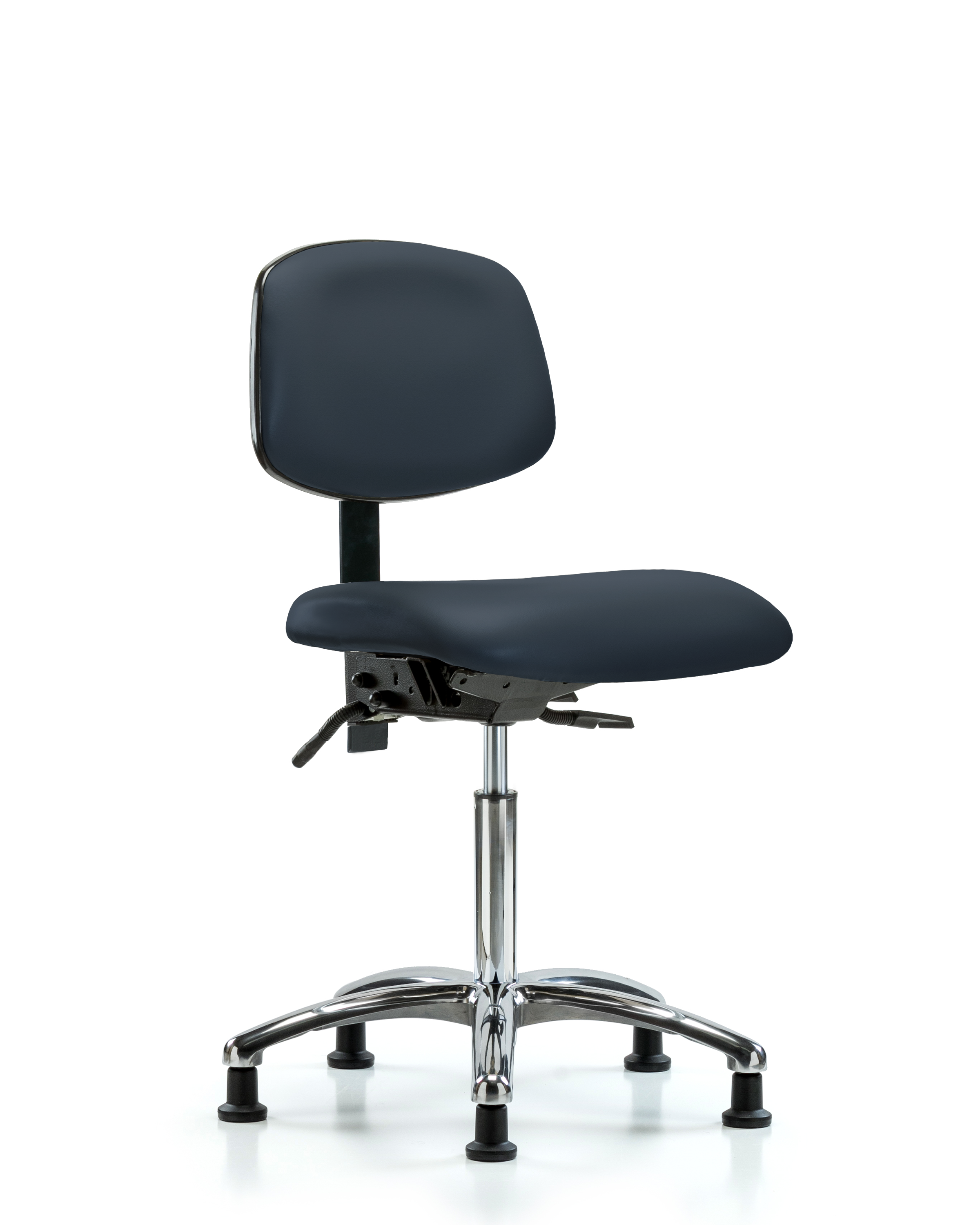 Rutledge Vinyl Chair Chrome - Medium Bench Height with Seat Tilt & Stationary Glides in Imperial Blue Trailblazer Vinyl