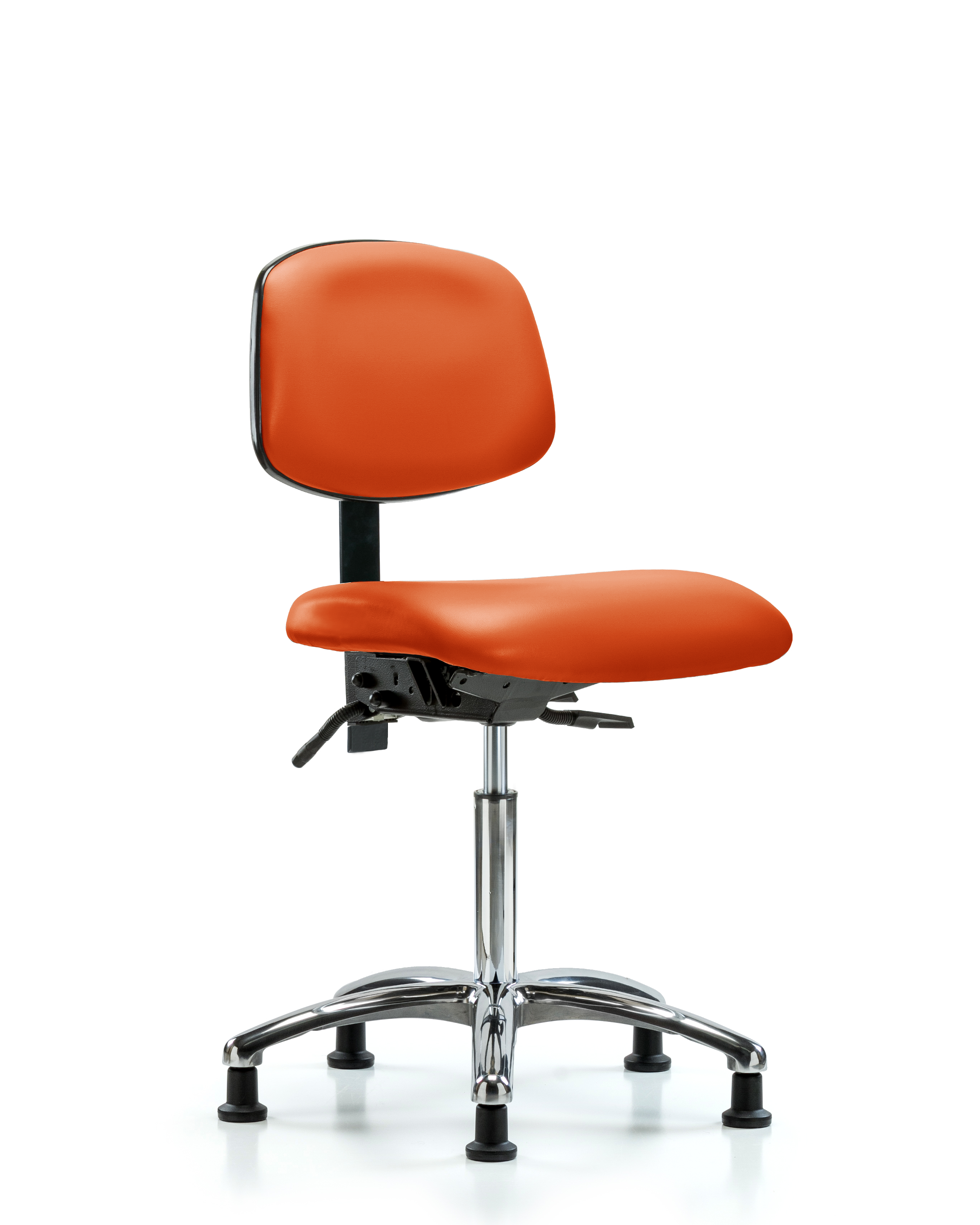 Rutledge Vinyl Chair Chrome - Medium Bench Height with Seat Tilt & Stationary Glides in Orange Kist Trailblazer Vinyl
