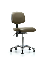 Rutledge Vinyl Chair Chrome - Medium Bench Height with Seat Tilt & Stationary Glides in Taupe Supernova Vinyl