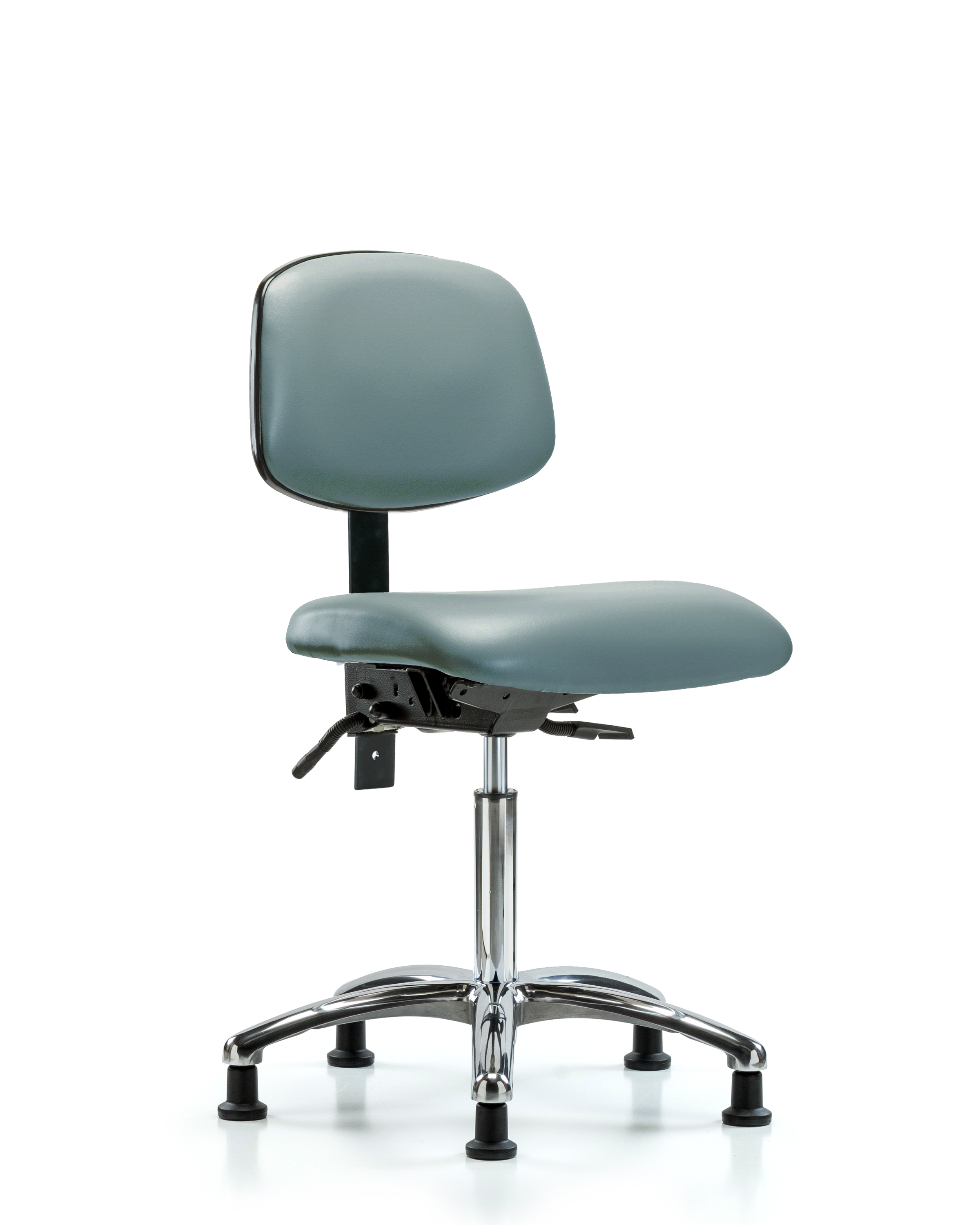 Rutledge Vinyl Chair Chrome - Medium Bench Height with Seat Tilt & Stationary Glides in Storm Supernova Vinyl