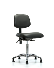Rutledge Vinyl Chair Chrome - Medium Bench Height with Seat Tilt & Stationary Glides in Carbon Supernova Vinyl