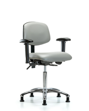 Rutledge Vinyl Chair Chrome - Medium Bench Height with Seat Tilt, Adjustable Arms, & Stationary Glides in Dove Trailblazer Vinyl