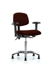Rutledge Vinyl Chair Chrome - Medium Bench Height with Seat Tilt, Adjustable Arms, & Stationary Glides in Burgundy Trailblazer Vinyl