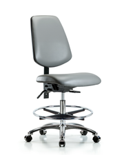 Rutledge Vinyl Chair Chrome - Medium Bench Height with Medium Back, Chrome Foot Ring, & Casters in Sterling Supernova Vinyl