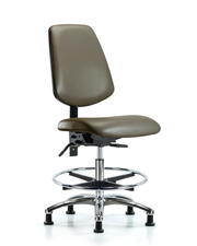 Rutledge Vinyl Chair Chrome - Medium Bench Height with Medium Back, Chrome Foot Ring, & Stationary Glides in Taupe Supernova Vinyl