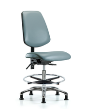 Rutledge Vinyl Chair Chrome - Medium Bench Height with Medium Back, Chrome Foot Ring, & Stationary Glides in Storm Supernova Vinyl
