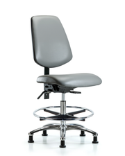 Rutledge Vinyl Chair Chrome - Medium Bench Height with Medium Back, Chrome Foot Ring, & Stationary Glides in Sterling Supernova Vinyl