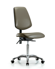 Rutledge Vinyl Chair Chrome - Medium Bench Height with Medium Back & Casters in Taupe Supernova Vinyl