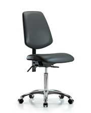 Rutledge Vinyl Chair Chrome - Medium Bench Height with Medium Back & Casters in Carbon Supernova Vinyl