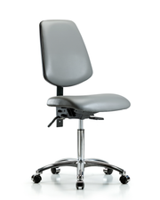 Rutledge Vinyl Chair Chrome - Medium Bench Height with Medium Back & Casters in Sterling Supernova Vinyl