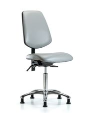 Rutledge Vinyl Chair Chrome - Medium Bench Height with Medium Back & Stationary Glides in Dove Trailblazer Vinyl
