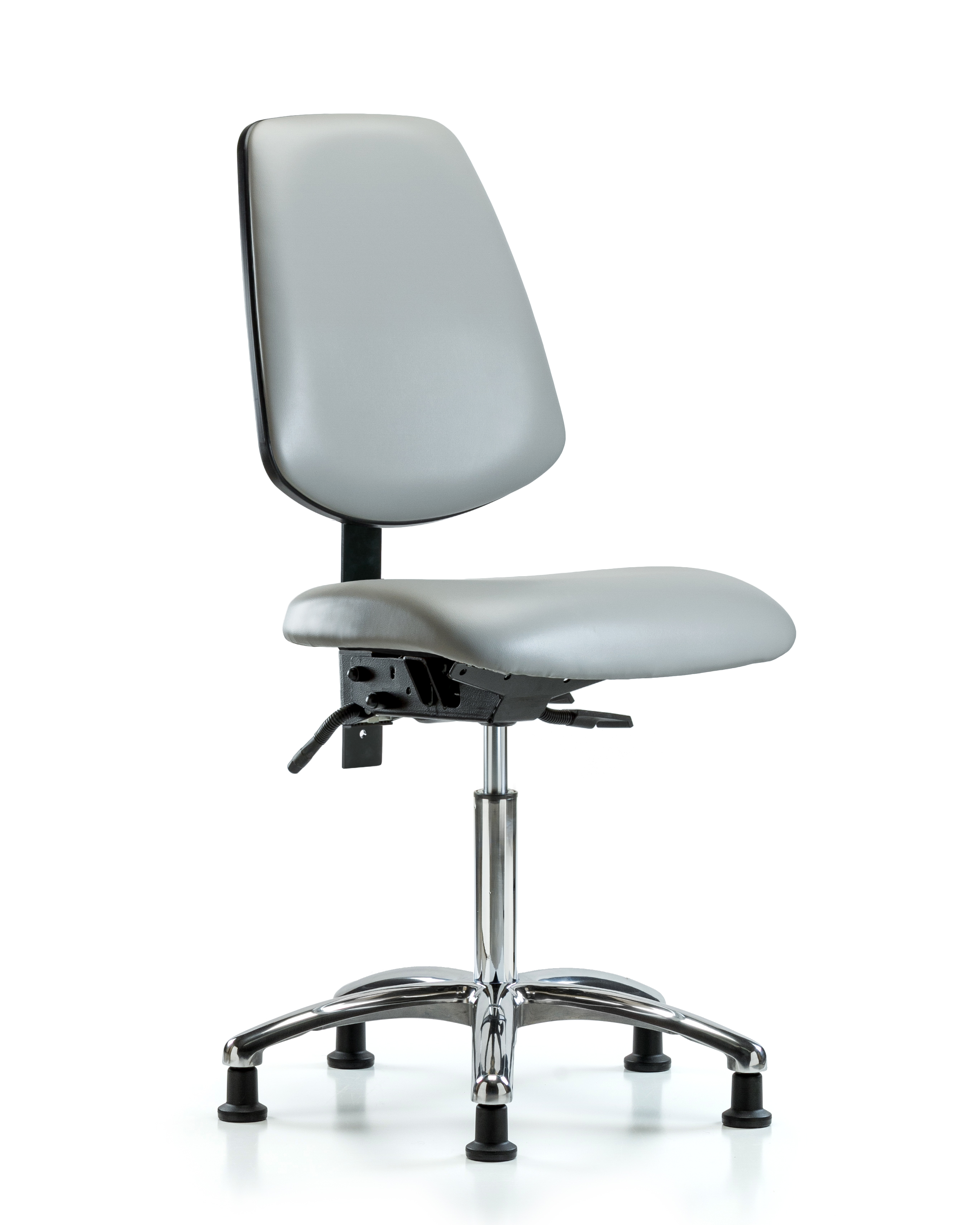 Rutledge Vinyl Chair Chrome - Medium Bench Height with Medium Back & Stationary Glides in Dove Trailblazer Vinyl