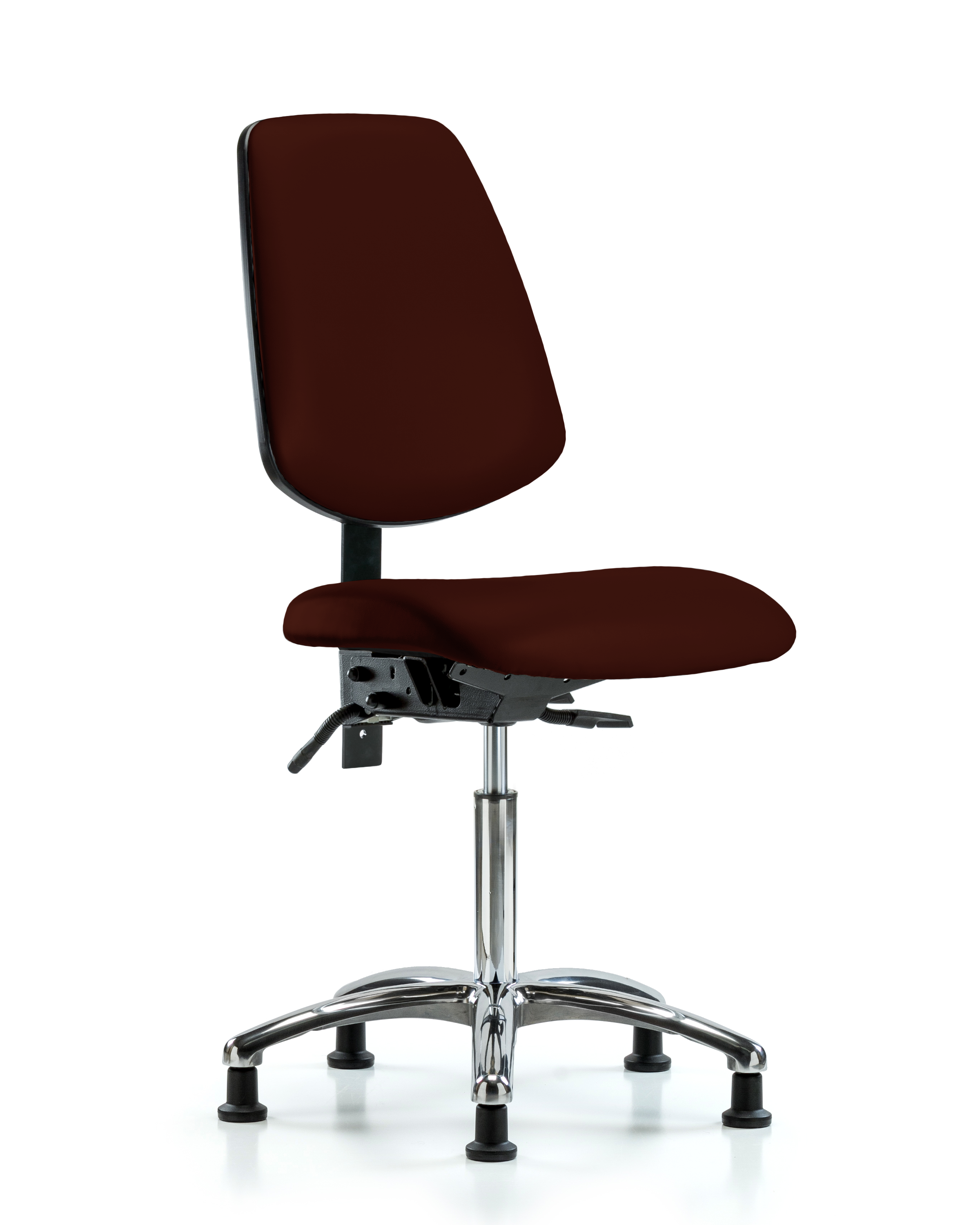 Rutledge Vinyl Chair Chrome - Medium Bench Height with Medium Back & Stationary Glides in Burgundy Trailblazer Vinyl