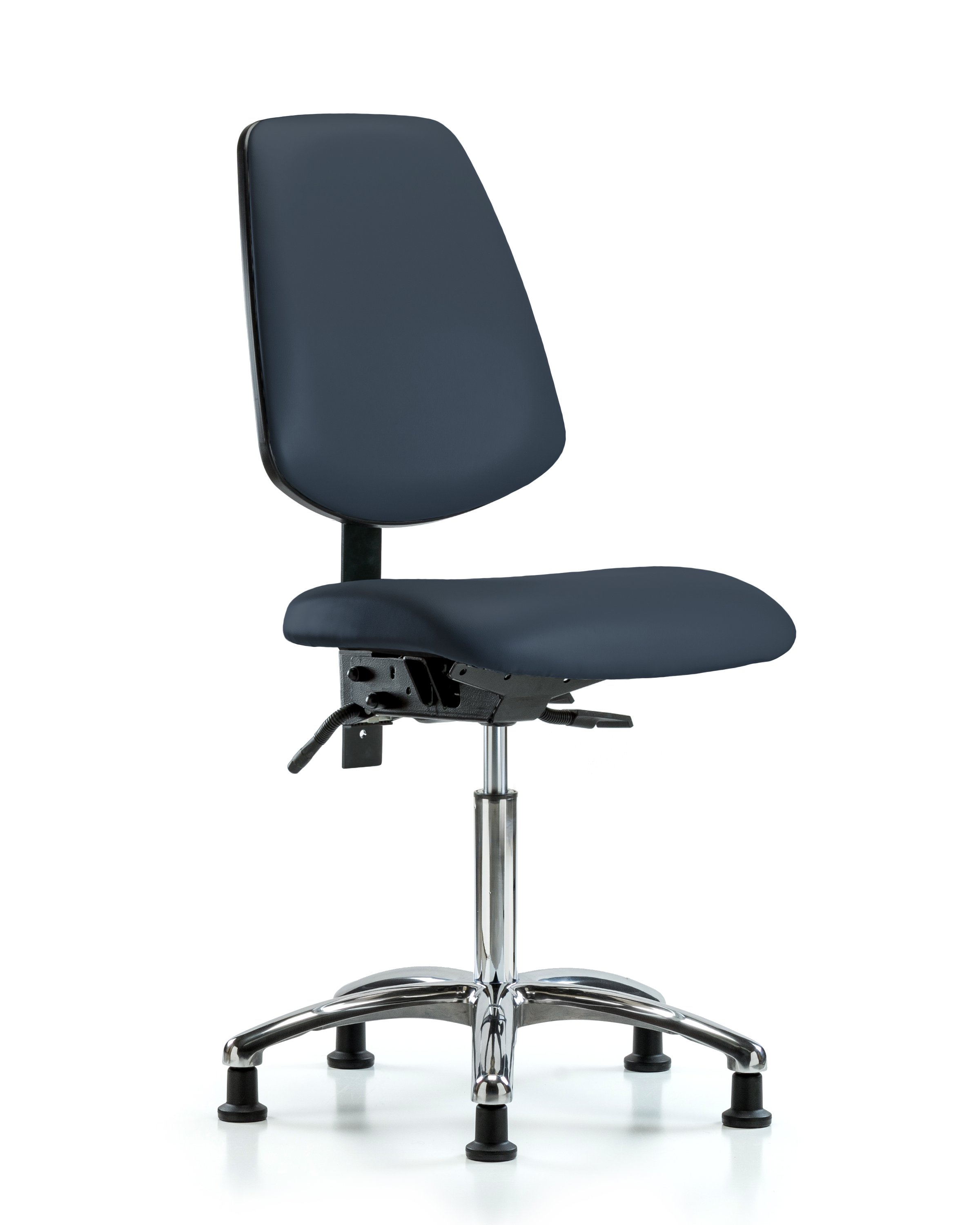 Rutledge Vinyl Chair Chrome - Medium Bench Height with Medium Back & Stationary Glides in Imperial Blue Trailblazer Vinyl
