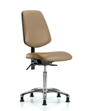 Rutledge Vinyl Chair Chrome - Medium Bench Height with Medium Back & Stationary Glides in Taupe Trailblazer Vinyl