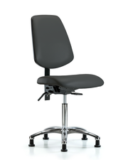 Rutledge Vinyl Chair Chrome - Medium Bench Height with Medium Back & Stationary Glides in Charcoal Trailblazer Vinyl
