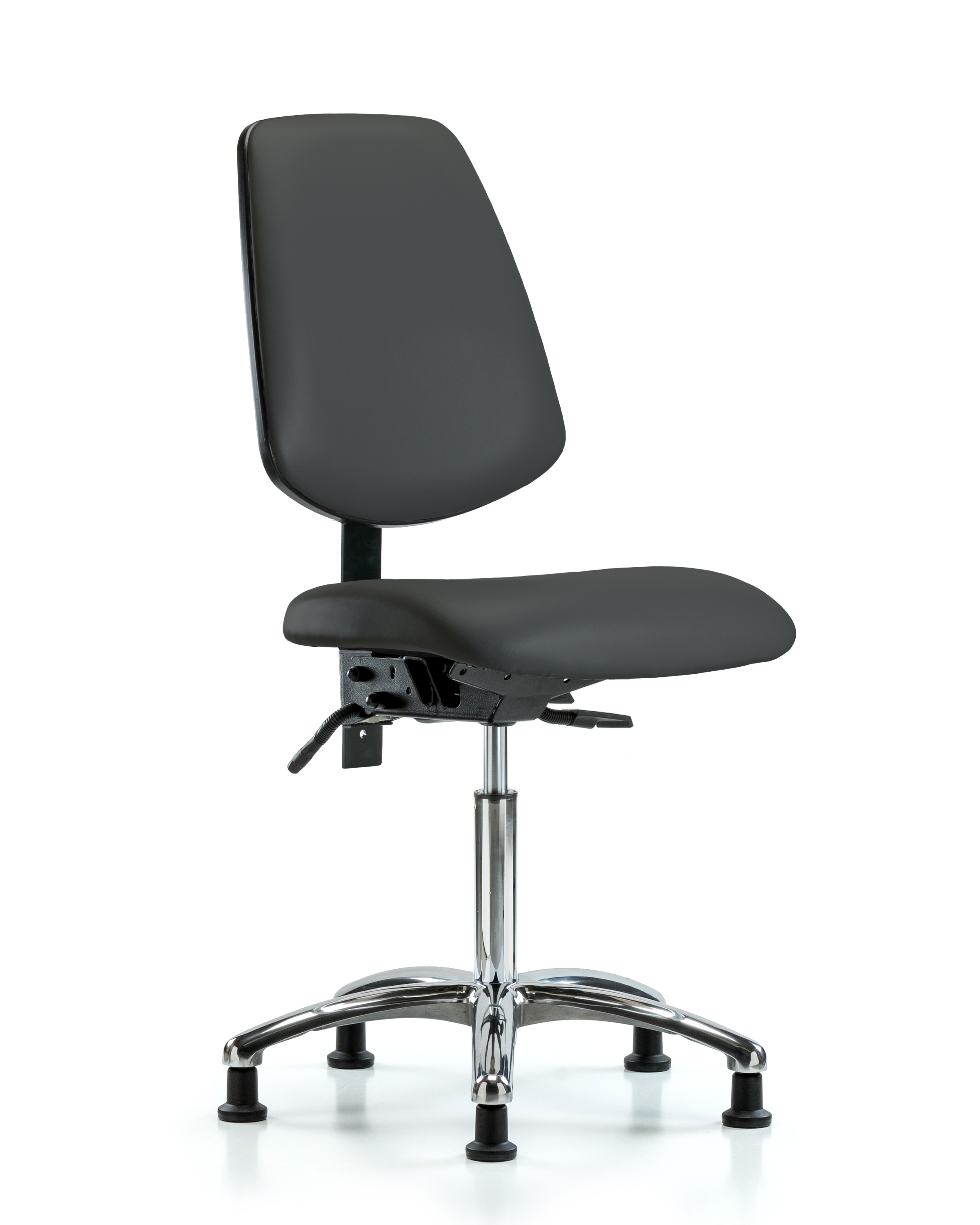 Rutledge Vinyl Chair Chrome - Medium Bench Height with Medium Back & Stationary Glides in Charcoal Trailblazer Vinyl