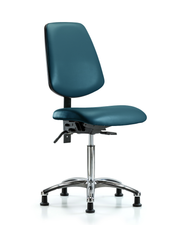 Rutledge Vinyl Chair Chrome - Medium Bench Height with Medium Back & Stationary Glides in Marine Blue Supernova Vinyl