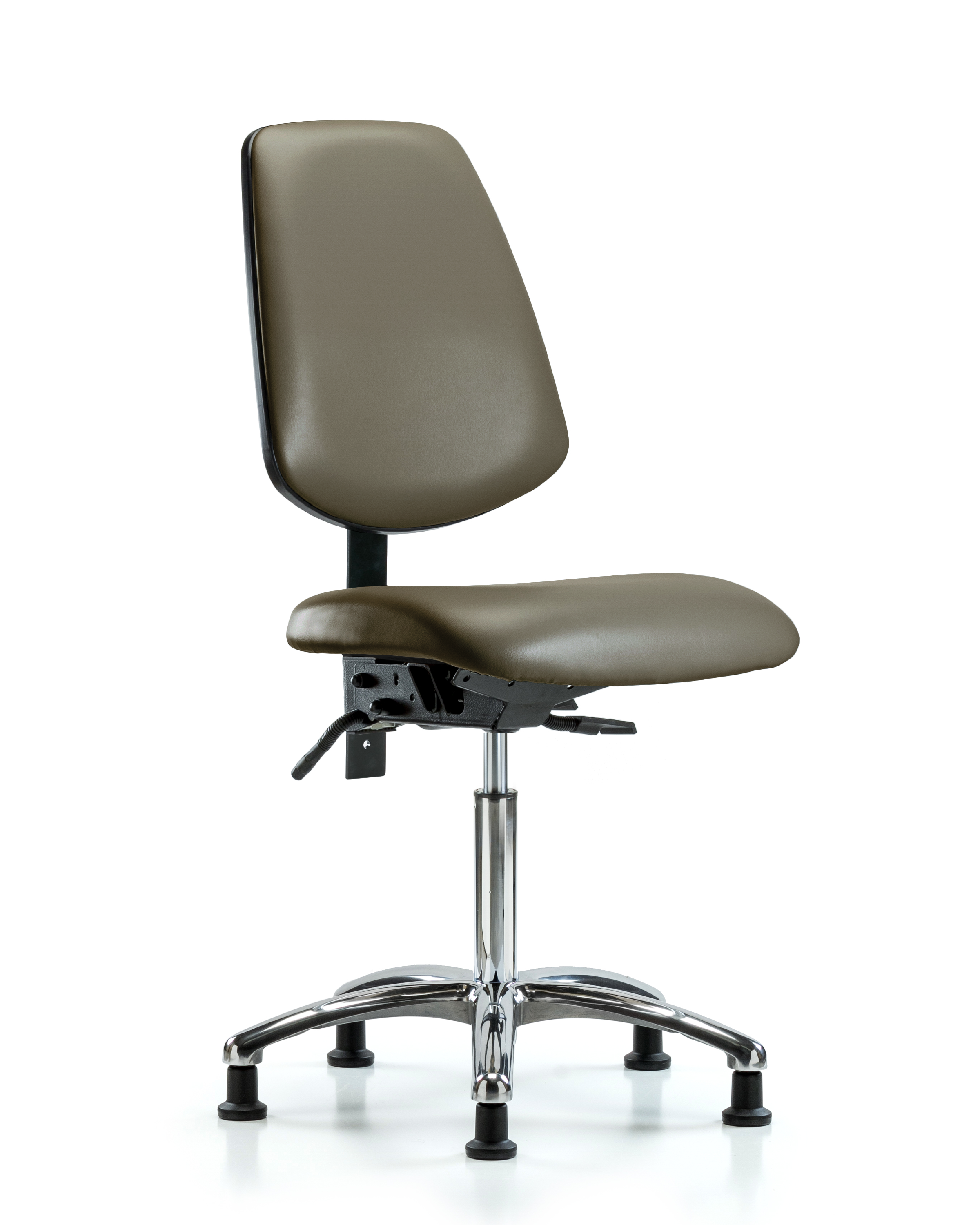 Rutledge Vinyl Chair Chrome - Medium Bench Height with Medium Back & Stationary Glides in Taupe Supernova Vinyl