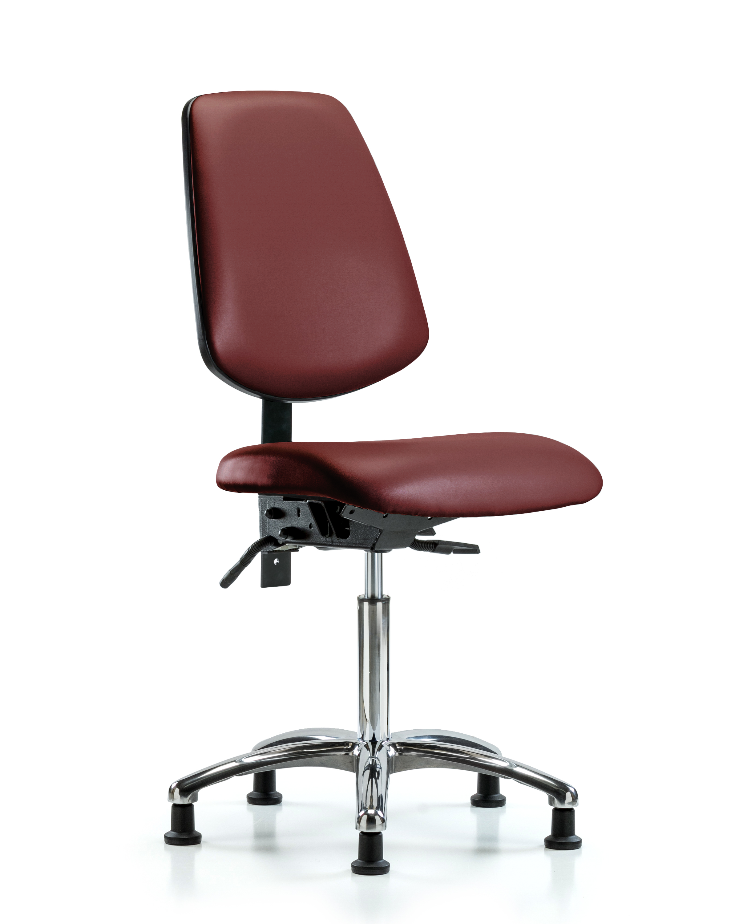 Rutledge Vinyl Chair Chrome - Medium Bench Height with Medium Back & Stationary Glides in Borscht Supernova Vinyl