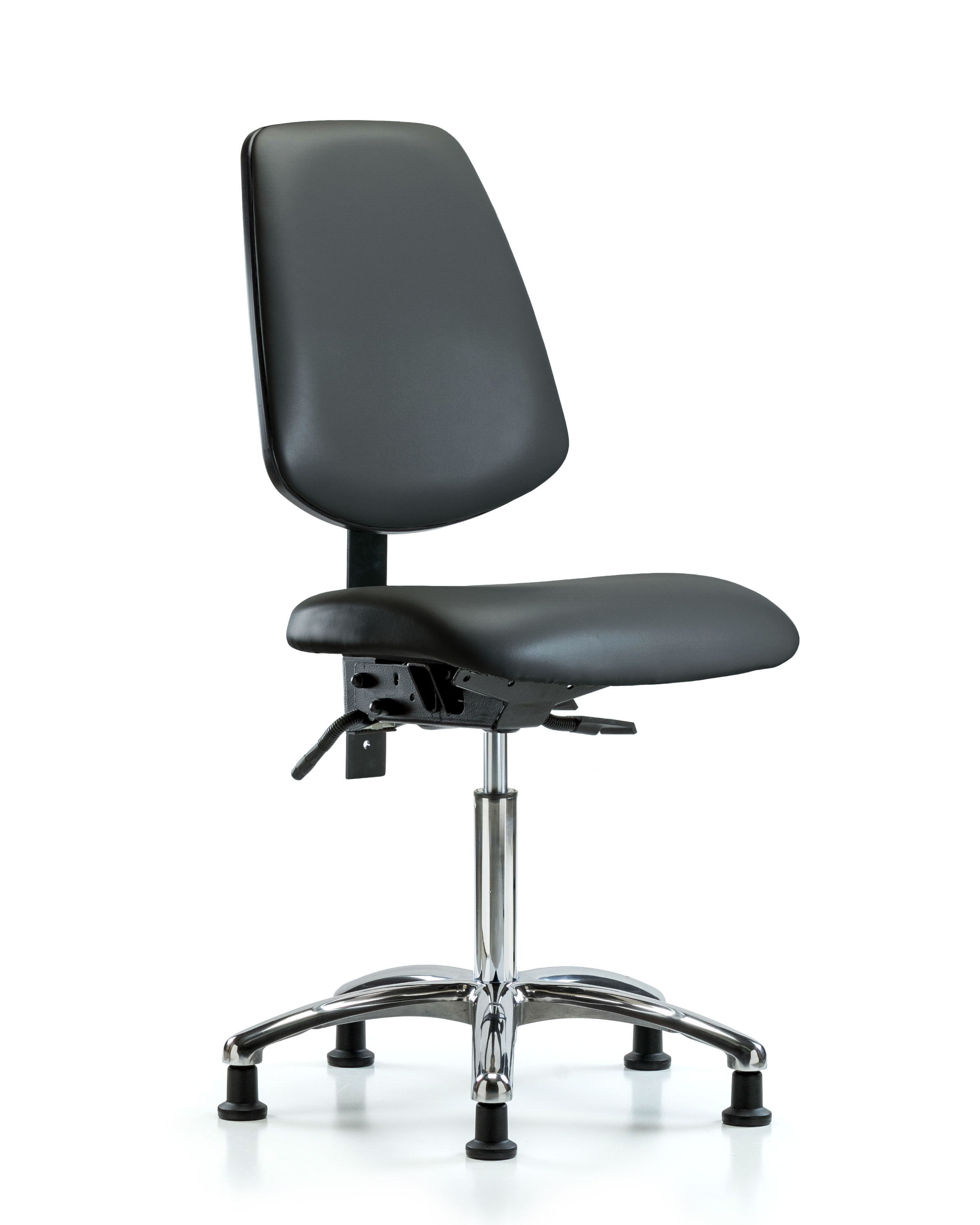 Rutledge Vinyl Chair Chrome - Medium Bench Height with Medium Back & Stationary Glides in Carbon Supernova Vinyl