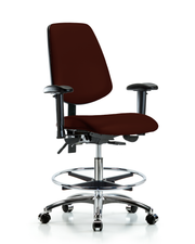 Rutledge Vinyl Chair Chrome - Medium Bench Height with Medium Back, Adjustable Arms, Chrome Foot Ring, & Casters in Burgundy Trailblazer Vinyl