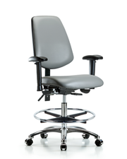 Rutledge Vinyl Chair Chrome - Medium Bench Height with Medium Back, Adjustable Arms, Chrome Foot Ring, & Casters in Sterling Supernova Vinyl