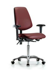 Rutledge Vinyl Chair Chrome - Medium Bench Height with Medium Back, Adjustable Arms, & Casters in Borscht Supernova Vinyl