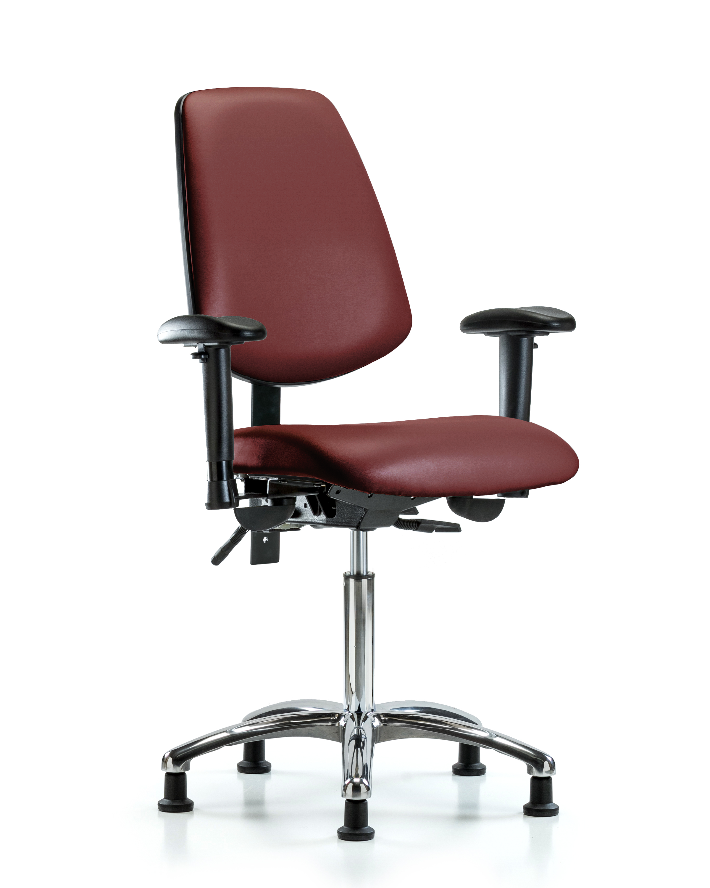 Rutledge Vinyl Chair Chrome - Medium Bench Height with Medium Back, Adjustable Arms, & Stationary Glides in Borscht Supernova Vinyl