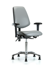 Rutledge Vinyl Chair Chrome - Medium Bench Height with Medium Back, Adjustable Arms, & Stationary Glides in Sterling Supernova Vinyl