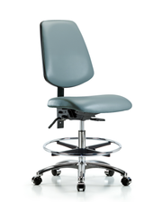 Rutledge Vinyl Chair Chrome - Medium Bench Height with Medium Back, Seat Tilt, Chrome Foot Ring, & Casters in Storm Supernova Vinyl