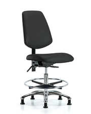 Rutledge Vinyl Chair Chrome - Medium Bench Height with Medium Back, Seat Tilt, Chrome Foot Ring, & Stationary Glides in Black Trailblazer Vinyl