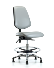 Rutledge Vinyl Chair Chrome - Medium Bench Height with Medium Back, Seat Tilt, Chrome Foot Ring, & Stationary Glides in Dove Trailblazer Vinyl