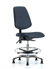 Rutledge Vinyl Chair Chrome - Medium Bench Height with Medium Back, Seat Tilt, Chrome Foot Ring, & Stationary Glides in Imperial Blue Trailblazer Vinyl