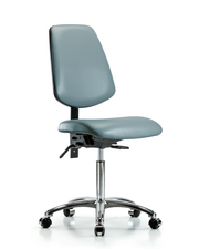Rutledge Vinyl Chair Chrome - Medium Bench Height with Medium Back, Seat Tilt, & Casters in Storm Supernova Vinyl