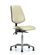 Rutledge Vinyl Chair Chrome - Medium Bench Height with Medium Back, Seat Tilt, & Stationary Glides in Adobe White Trailblazer Vinyl