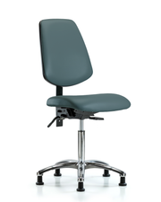 Rutledge Vinyl Chair Chrome - Medium Bench Height with Medium Back, Seat Tilt, & Stationary Glides in Colonial Blue Trailblazer Vinyl