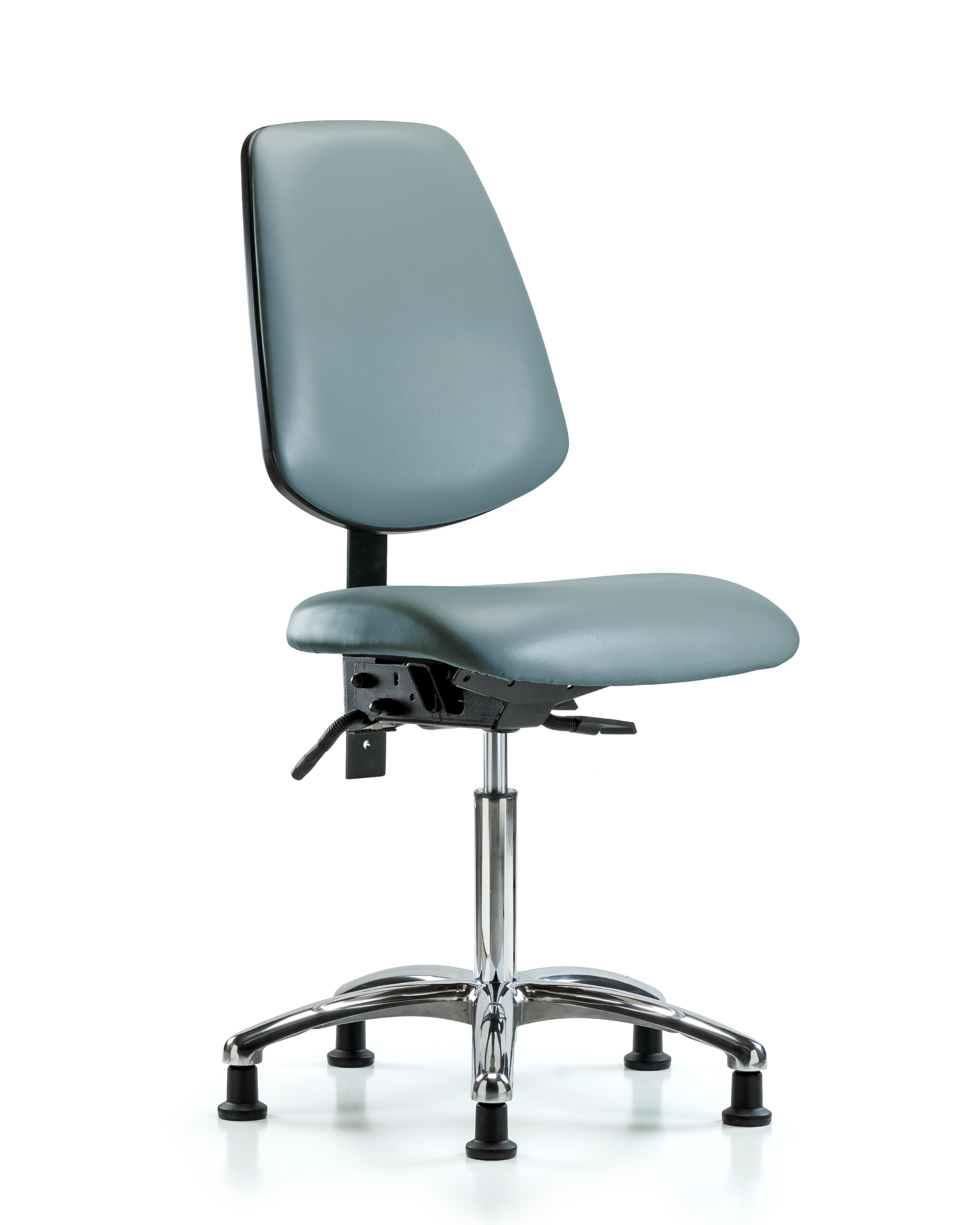 Rutledge Vinyl Chair Chrome - Medium Bench Height with Medium Back, Seat Tilt, & Stationary Glides in Storm Supernova Vinyl