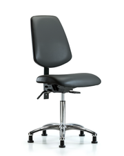 Rutledge Vinyl Chair Chrome - Medium Bench Height with Medium Back, Seat Tilt, & Stationary Glides in Carbon Supernova Vinyl