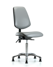 Rutledge Vinyl Chair Chrome - Medium Bench Height with Medium Back, Seat Tilt, & Stationary Glides in Sterling Supernova Vinyl