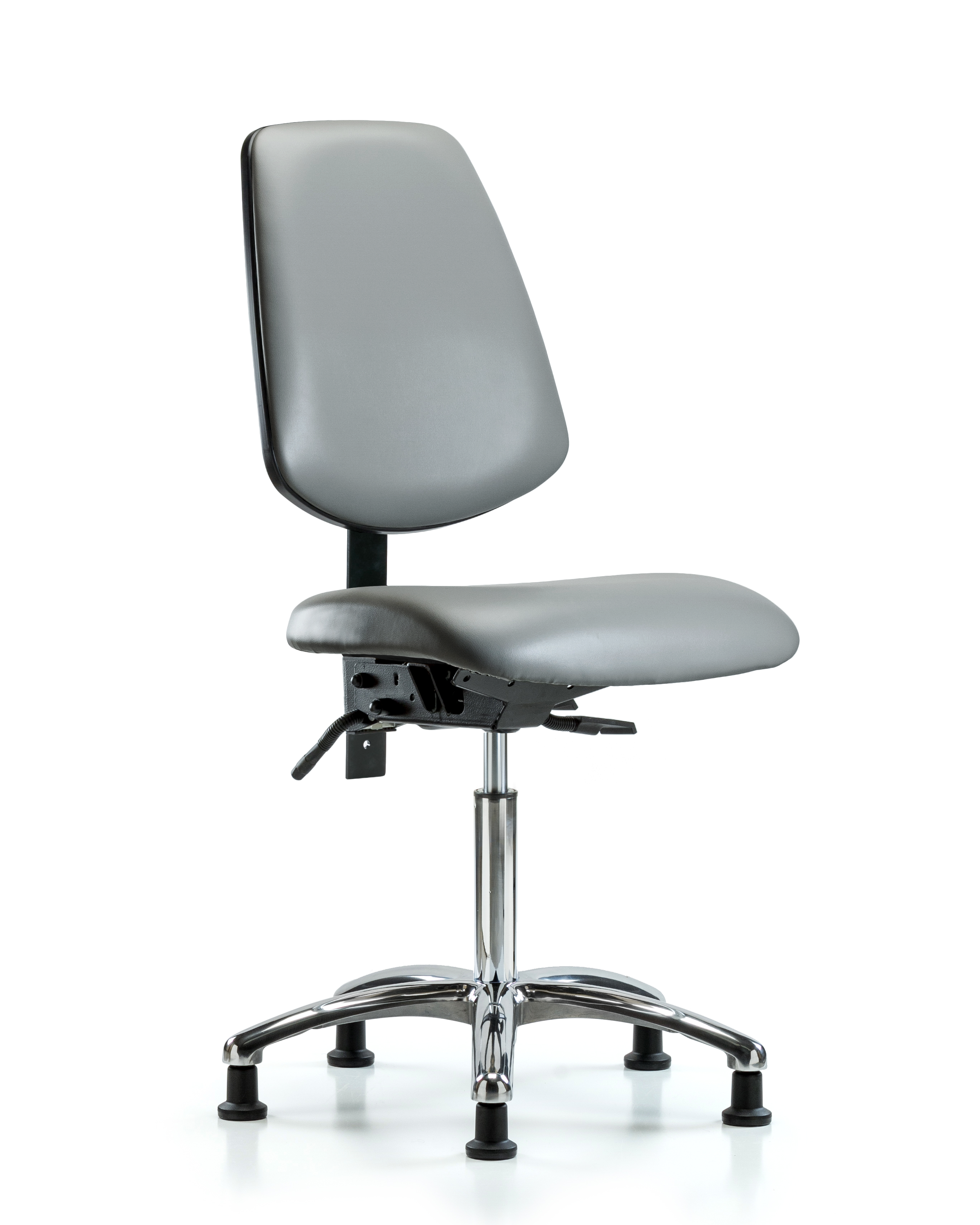 Rutledge Vinyl Chair Chrome - Medium Bench Height with Medium Back, Seat Tilt, & Stationary Glides in Sterling Supernova Vinyl