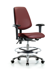 Rutledge Vinyl Chair Chrome - Medium Bench Height with Medium Back, Seat Tilt, Adjustable Arms, Chrome Foot Ring, & Casters in Borscht Supernova Vinyl