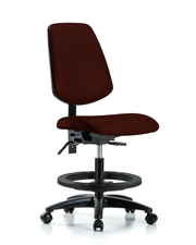 Rutledge Vinyl Chair - Medium Bench Height with Medium Back, Black Foot Ring, & Casters in Burgundy Trailblazer Vinyl