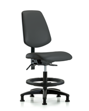 Rutledge Vinyl Chair - Medium Bench Height with Medium Back, Black Foot Ring, & Stationary Glides in Charcoal Trailblazer Vinyl