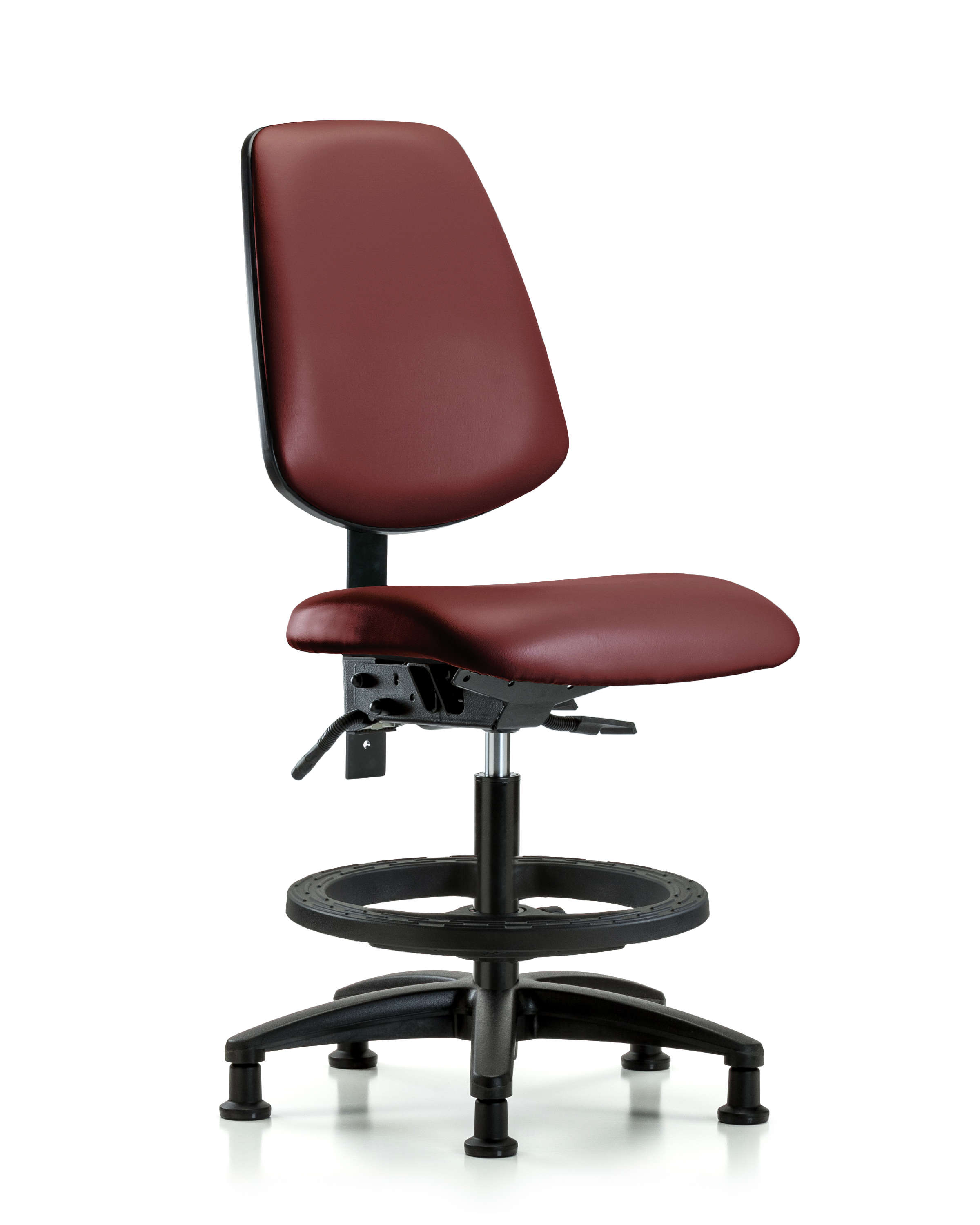 Rutledge Vinyl Chair - Medium Bench Height with Medium Back, Black Foot Ring, & Stationary Glides in Borscht Supernova Vinyl